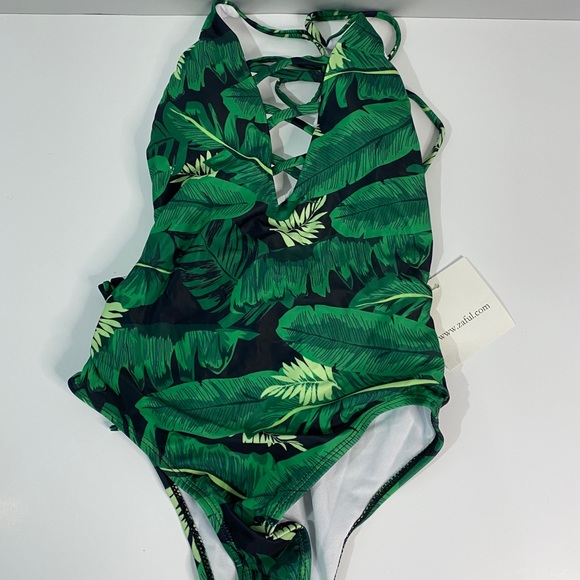Cutout Palm Leaf High Cut Swimsuit - Picture 3 of 6